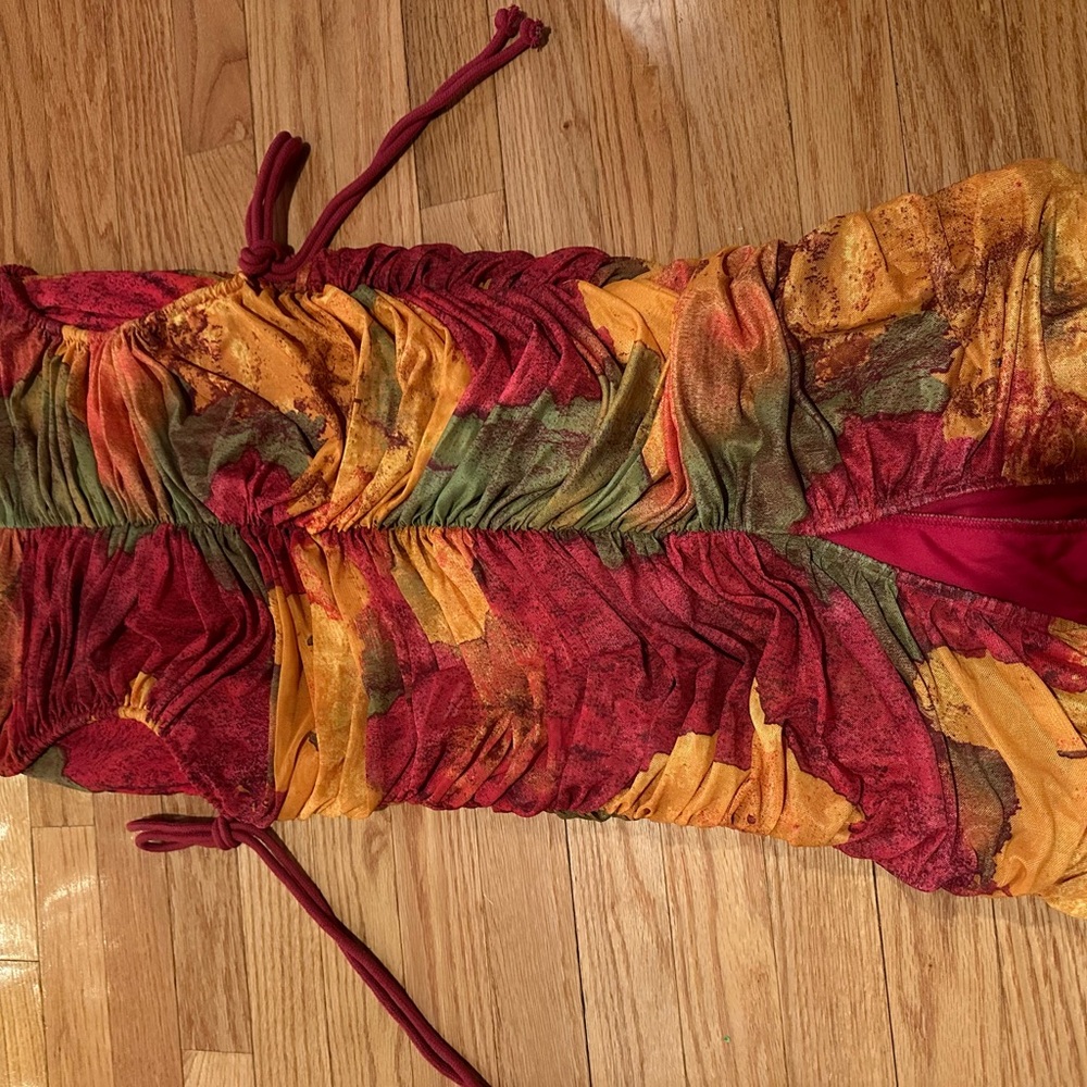 Vibrant Multicolor Ruched Skirt - Picture 2 of 5
